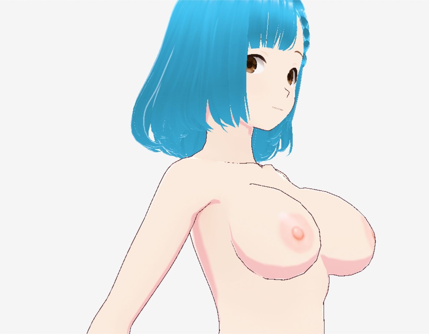 白いワンピースにシアン色の髪の巨乳お姉さん（セリフなし  3DCGモデル  イラスト集） - サンプル画像 8