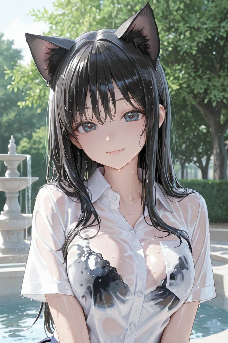 猫耳JKと噴水で - サンプル画像 4