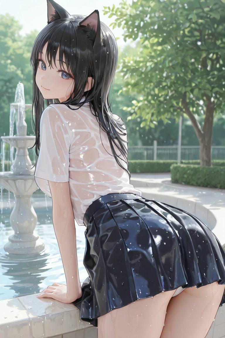 猫耳JKと噴水で - サンプル画像 7