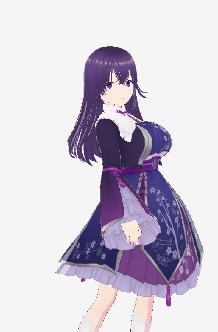 和柄の洋風ドレスの巨乳美女（セリフなし  3DCGモデル  イラスト集） - サンプル画像 2