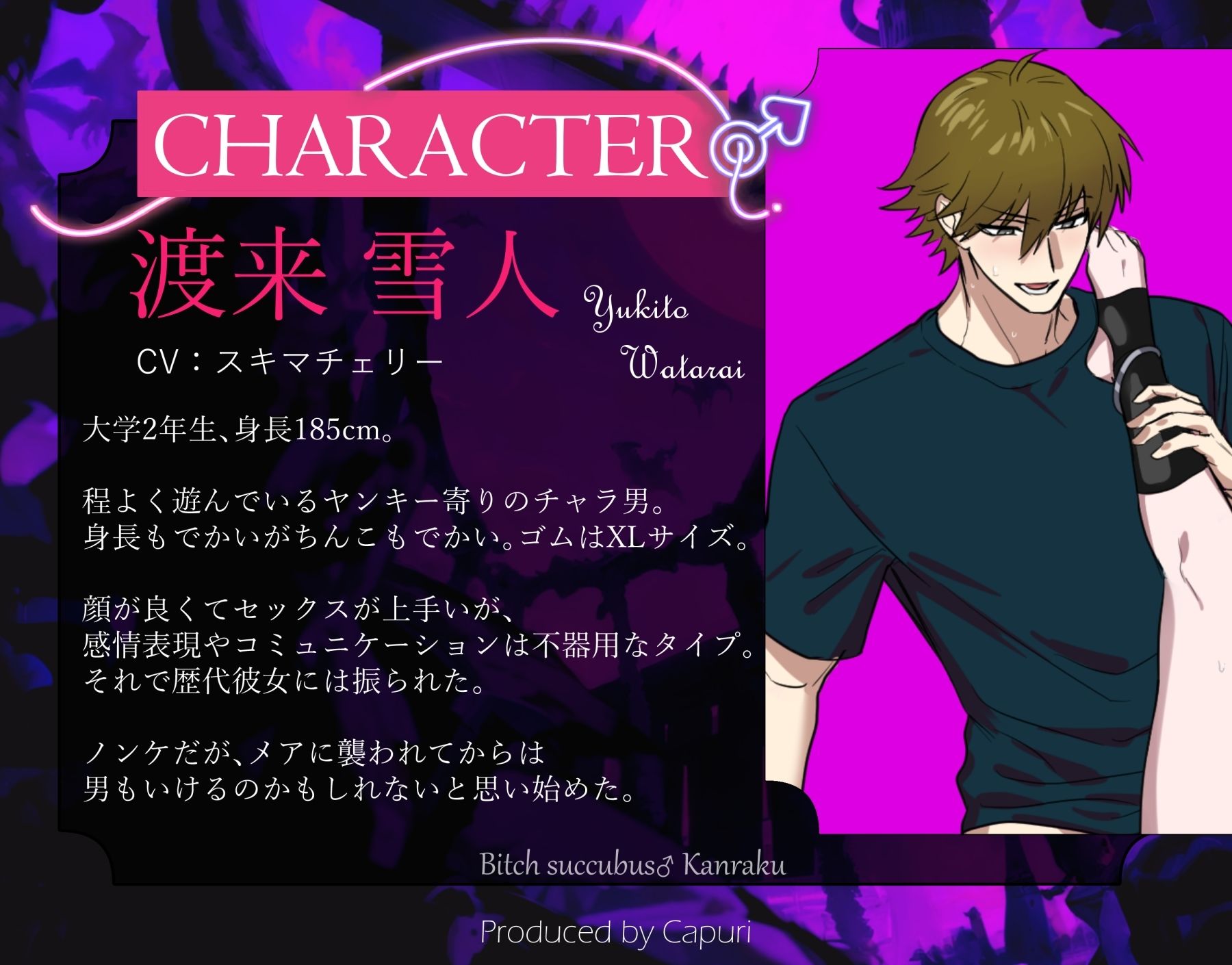 ビッチサキュバス♂陥落〜イケメンおにーさんのくそでかちんぽで連続絶頂！もうお腹いっぱい…〜 - サンプル画像 3