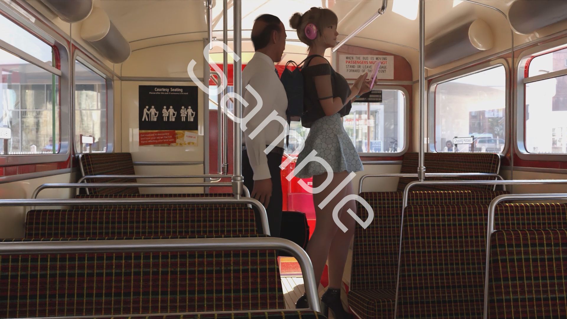 一ノ瀬廻里・私服登校日の通学途中のバス内でスカート内逆さ撮り盗撮の被害に遭う:PV05（純白ヒモヒモTバックパンティ） - サンプル画像 10