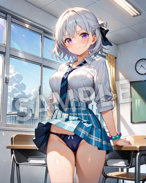 銀髪美女ヒミツ図鑑― 秘められた瞬間イラスト集 ― - サンプル画像 2