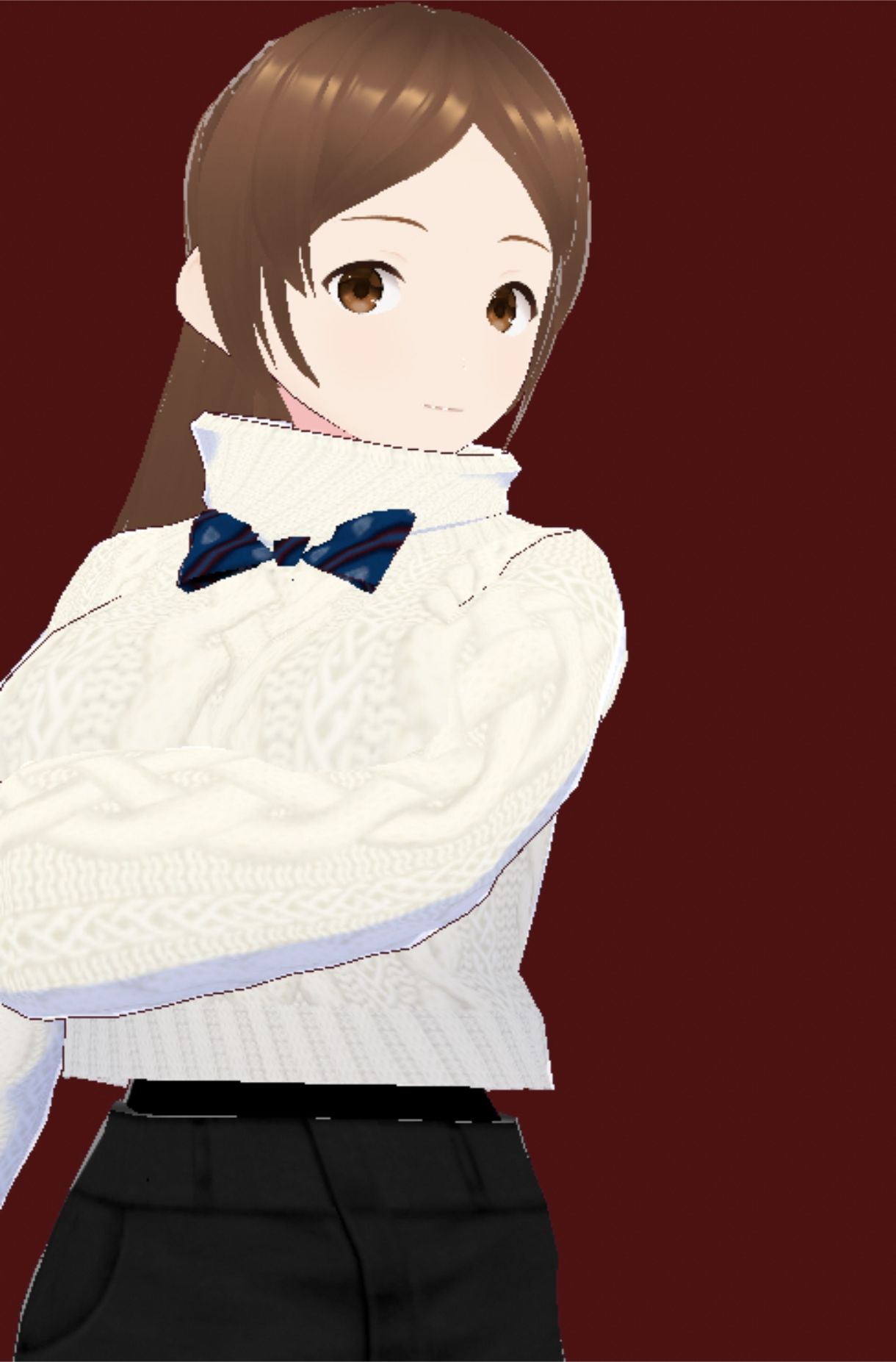 白いタートルネックセーターに黒いショートパンツのお姉さん（セリフなし  3DCGモデル  イラスト集） - サンプル画像 2