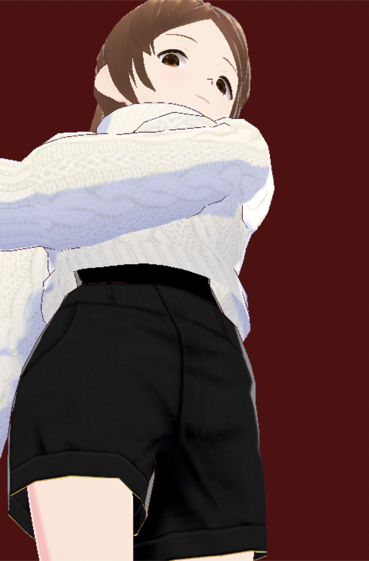 白いタートルネックセーターに黒いショートパンツのお姉さん（セリフなし  3DCGモデル  イラスト集） - サンプル画像 8