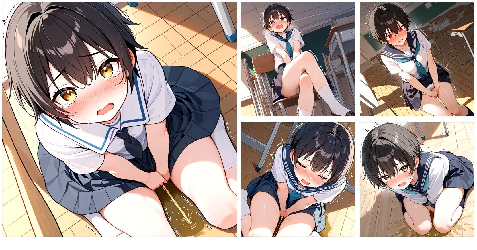 教室でおしっこ漏らして絶望してたけどなんだか逆にクセになっちゃったCG集 - サンプル画像 3