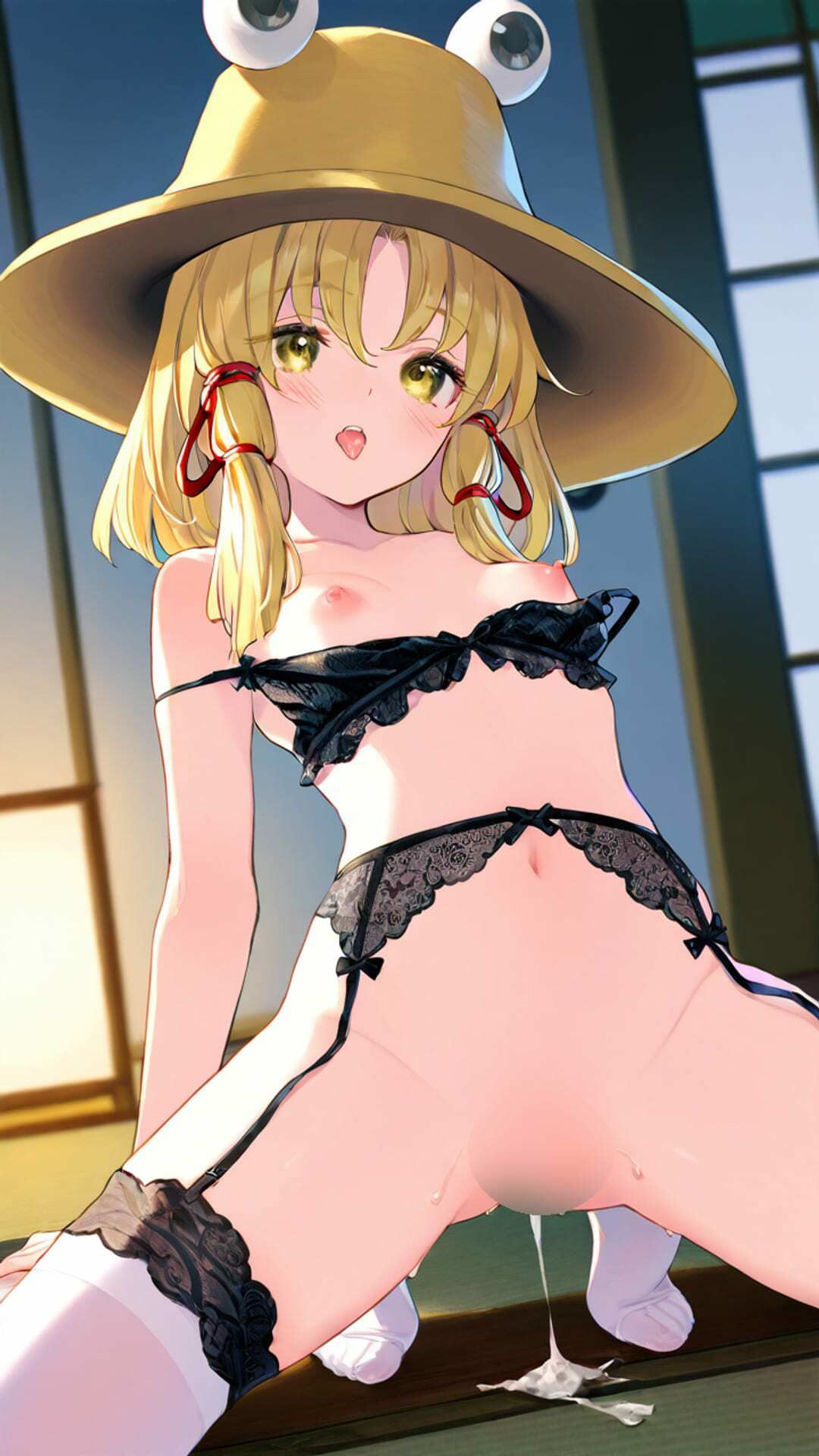 東方Project  洩矢諏訪子  黒レース下着エロイラスト集 - サンプル画像 4