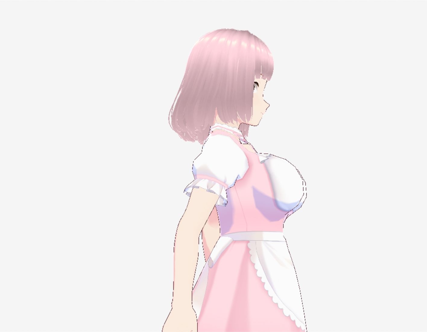 ピンク色の衣装を着たメイド風美女（セリフなし  3DCGモデル  イラスト集） - サンプル画像 1