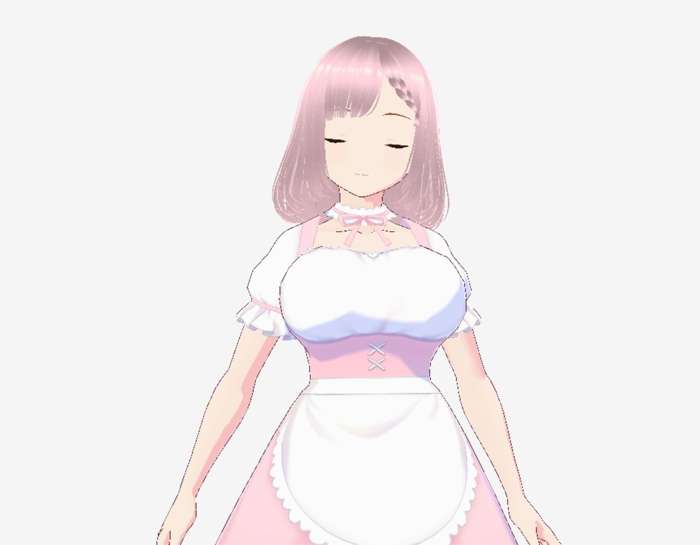 ピンク色の衣装を着たメイド風美女（セリフなし  3DCGモデル  イラスト集） - サンプル画像 2