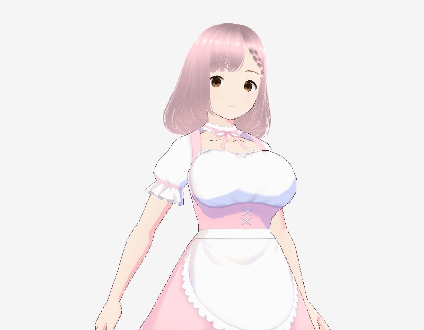 ピンク色の衣装を着たメイド風美女（セリフなし  3DCGモデル  イラスト集） - サンプル画像 3