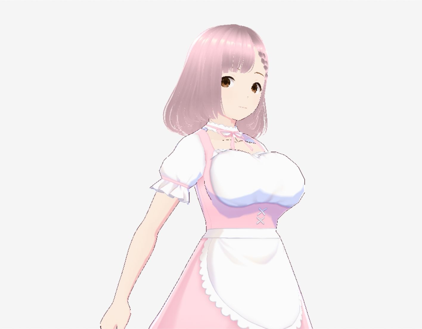 ピンク色の衣装を着たメイド風美女（セリフなし  3DCGモデル  イラスト集） - サンプル画像 4