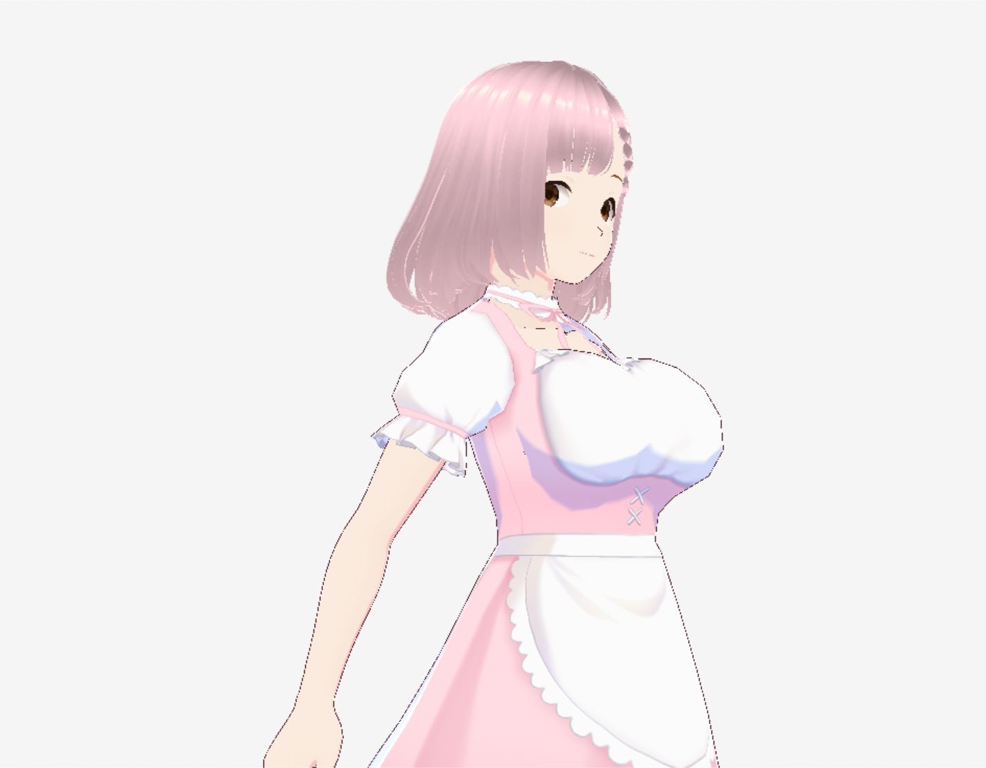 ピンク色の衣装を着たメイド風美女（セリフなし  3DCGモデル  イラスト集） - サンプル画像 5