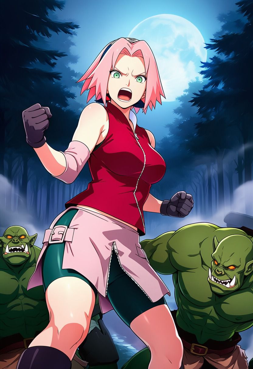 春●サクラ vs オークの群れ - サンプル画像 3