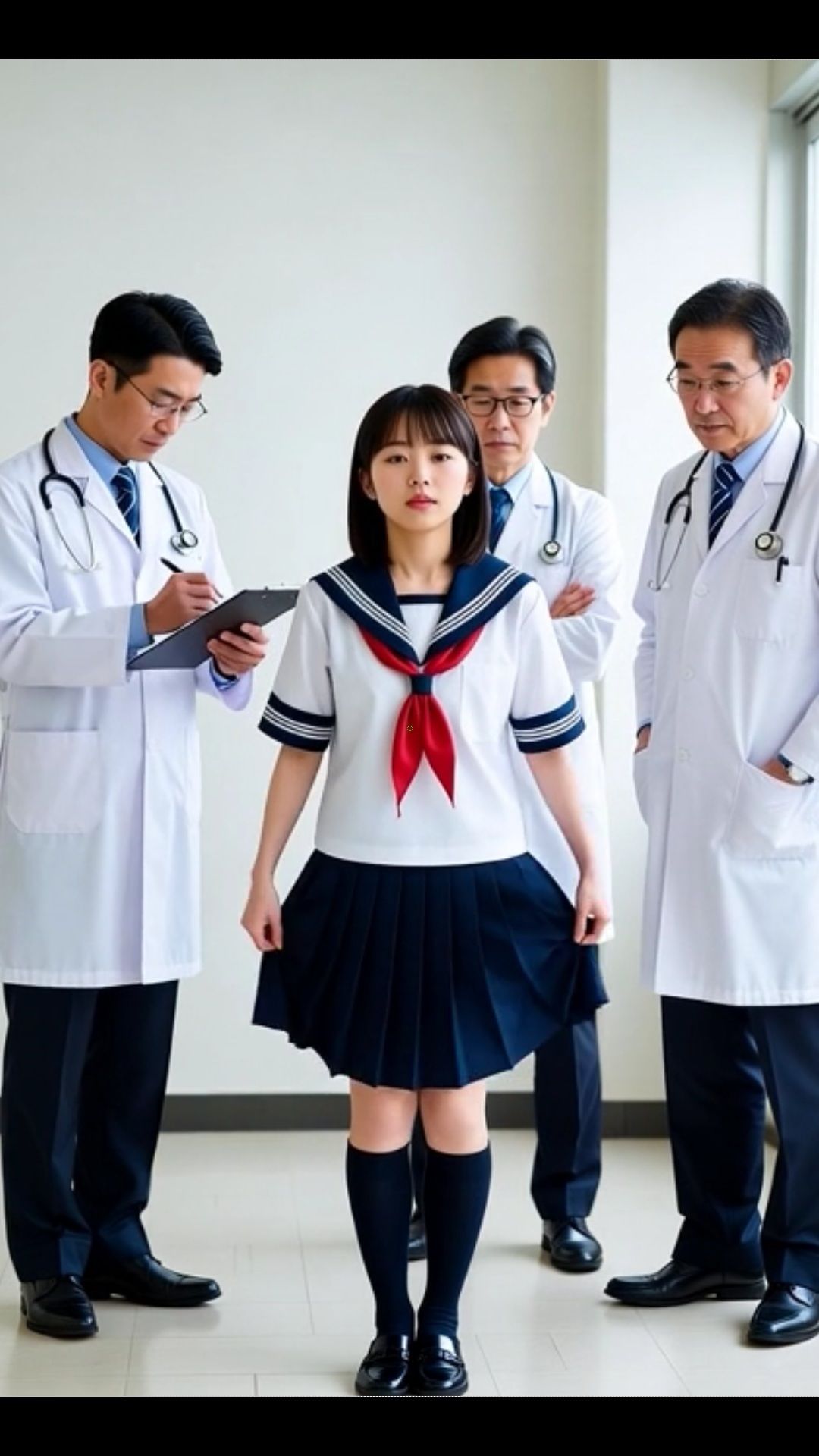 制服JK 恐怖の内科検診 セクハラを受ける女子学生 エロ医者のイタズラ パンティ ブラジャー - サンプル画像 3