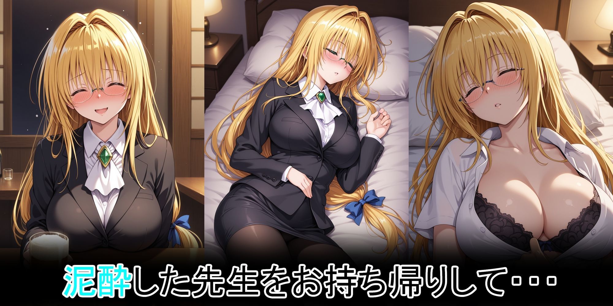 泥●した金髪巨乳眼鏡ドジっ子先生をお持ち帰り - サンプル画像 1