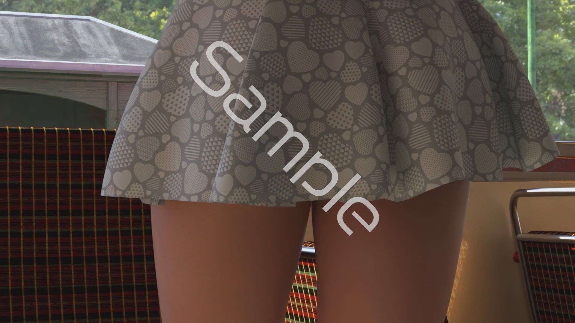 一ノ瀬廻里・私服登校日の通学途中のバス内でスカート内逆さ撮り盗撮の被害に遭う:PV10（白黒縞々ストライプフルバックパンティ） - サンプル画像 8