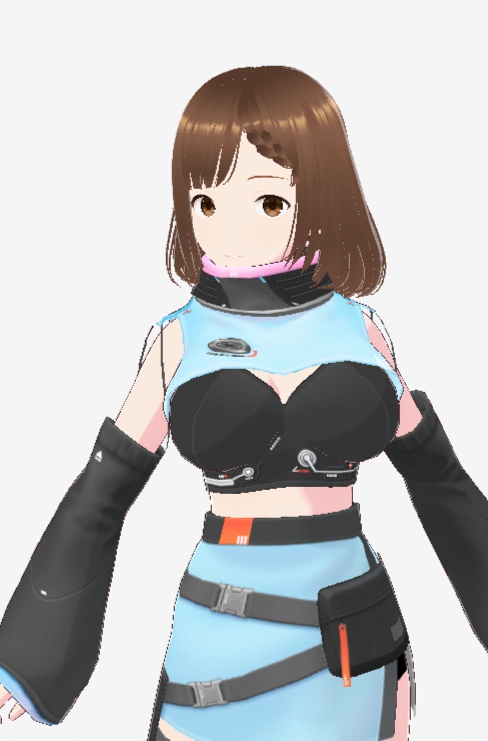 未来から来たような水色の服の巨乳のお姉さん（セリフなし 3DCGモデル イラスト集） - サンプル画像 2