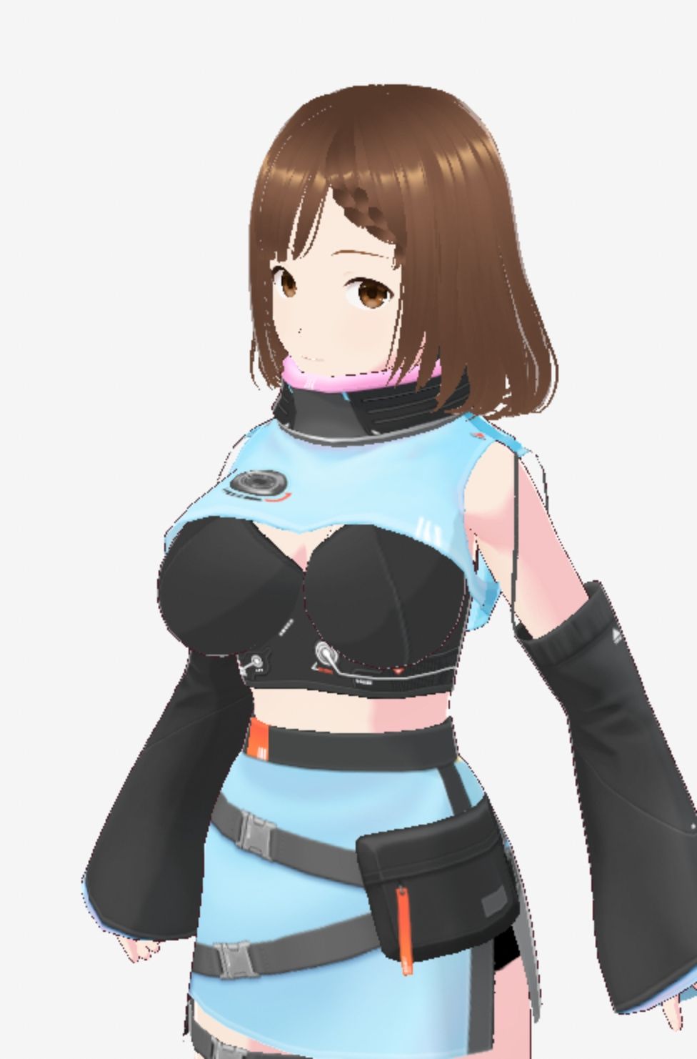 未来から来たような水色の服の巨乳のお姉さん（セリフなし 3DCGモデル イラスト集） - サンプル画像 5