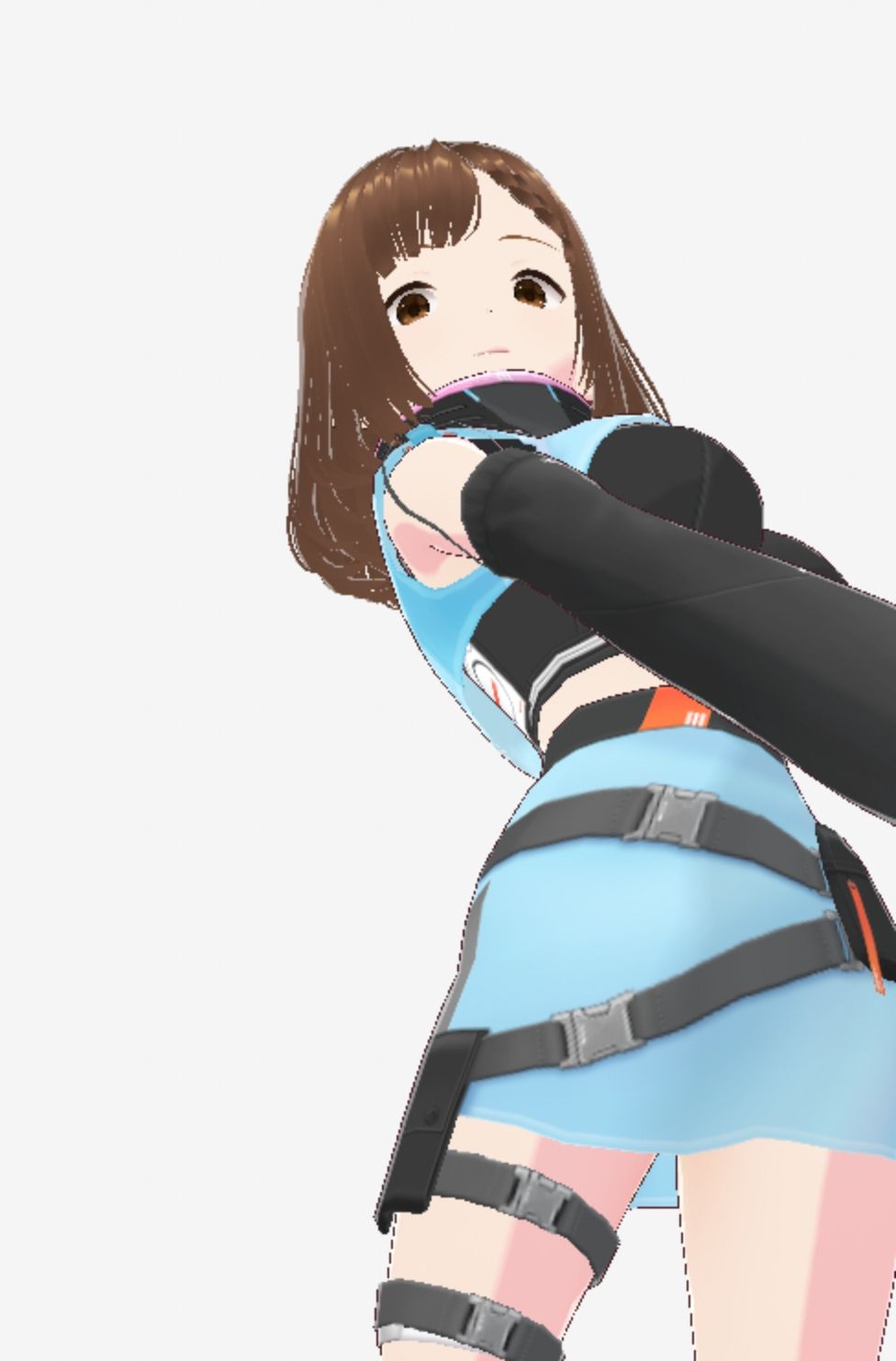 未来から来たような水色の服の巨乳のお姉さん（セリフなし 3DCGモデル イラスト集） - サンプル画像 6