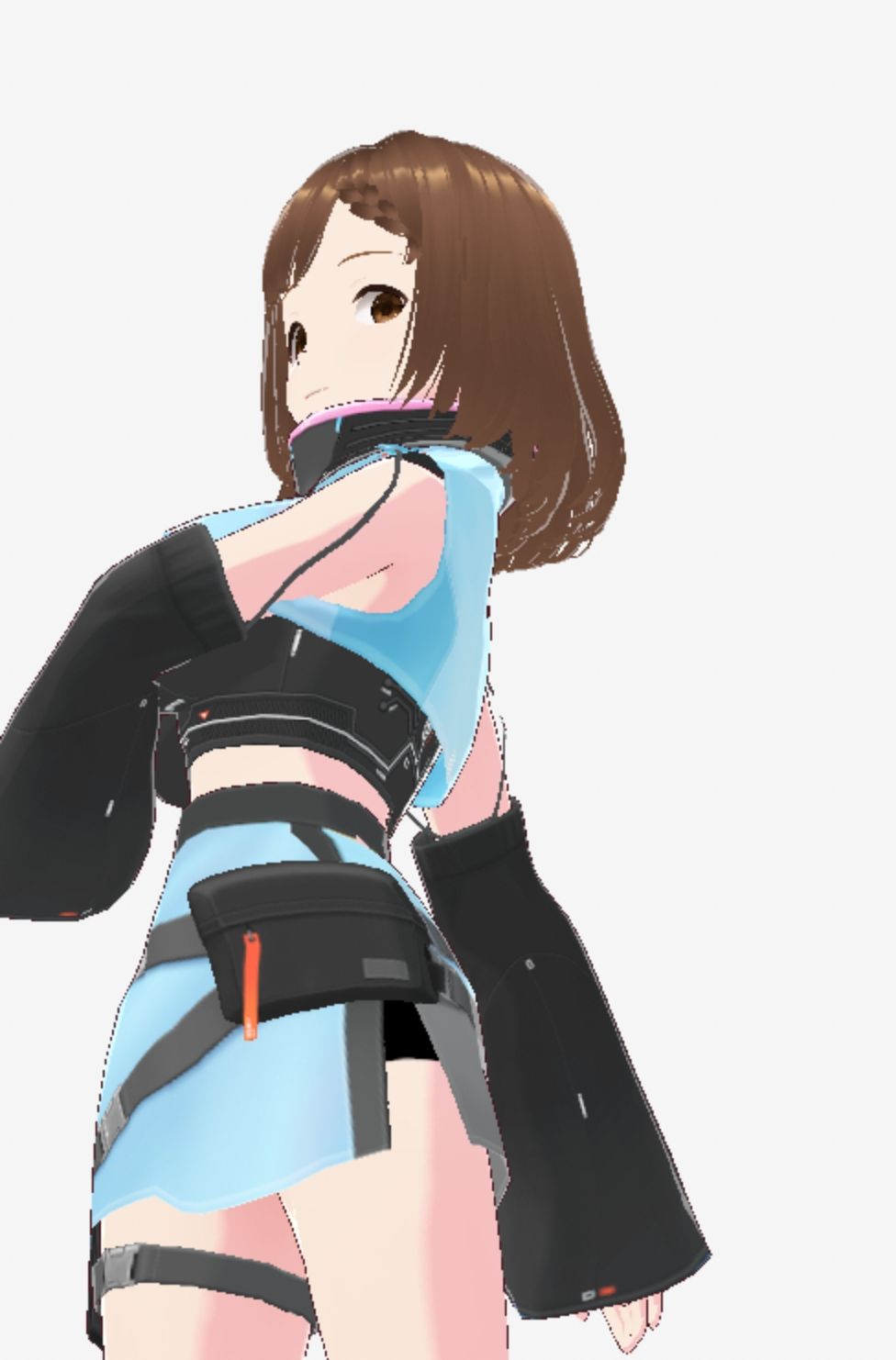 未来から来たような水色の服の巨乳のお姉さん（セリフなし 3DCGモデル イラスト集） - サンプル画像 7