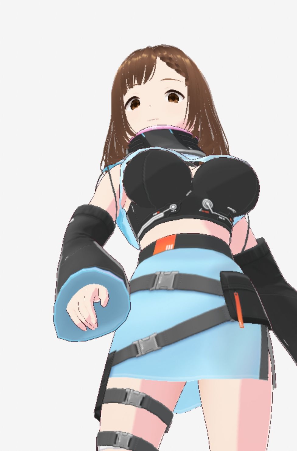 未来から来たような水色の服の巨乳のお姉さん（セリフなし 3DCGモデル イラスト集） - サンプル画像 8