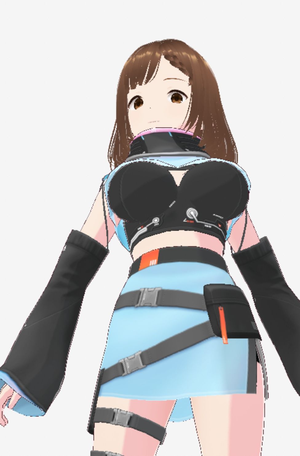 未来から来たような水色の服の巨乳のお姉さん（セリフなし 3DCGモデル イラスト集） - サンプル画像 9
