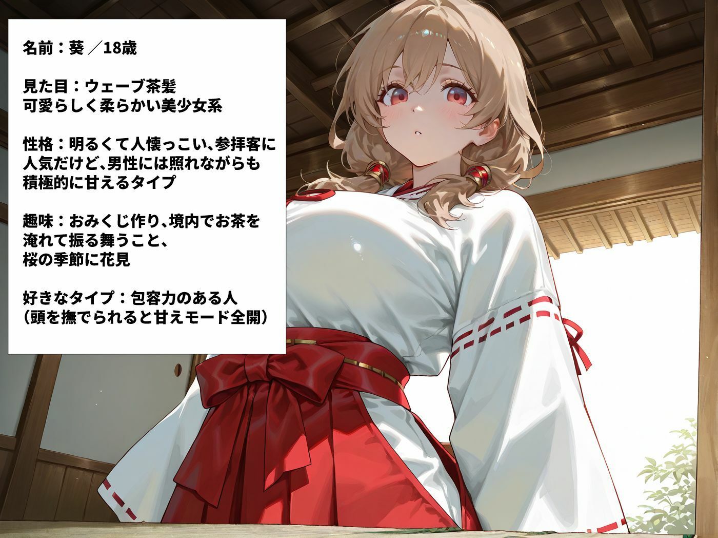 爆乳巫女さんを神聖な寺部屋でハメまくった一部始終 - サンプル画像 4