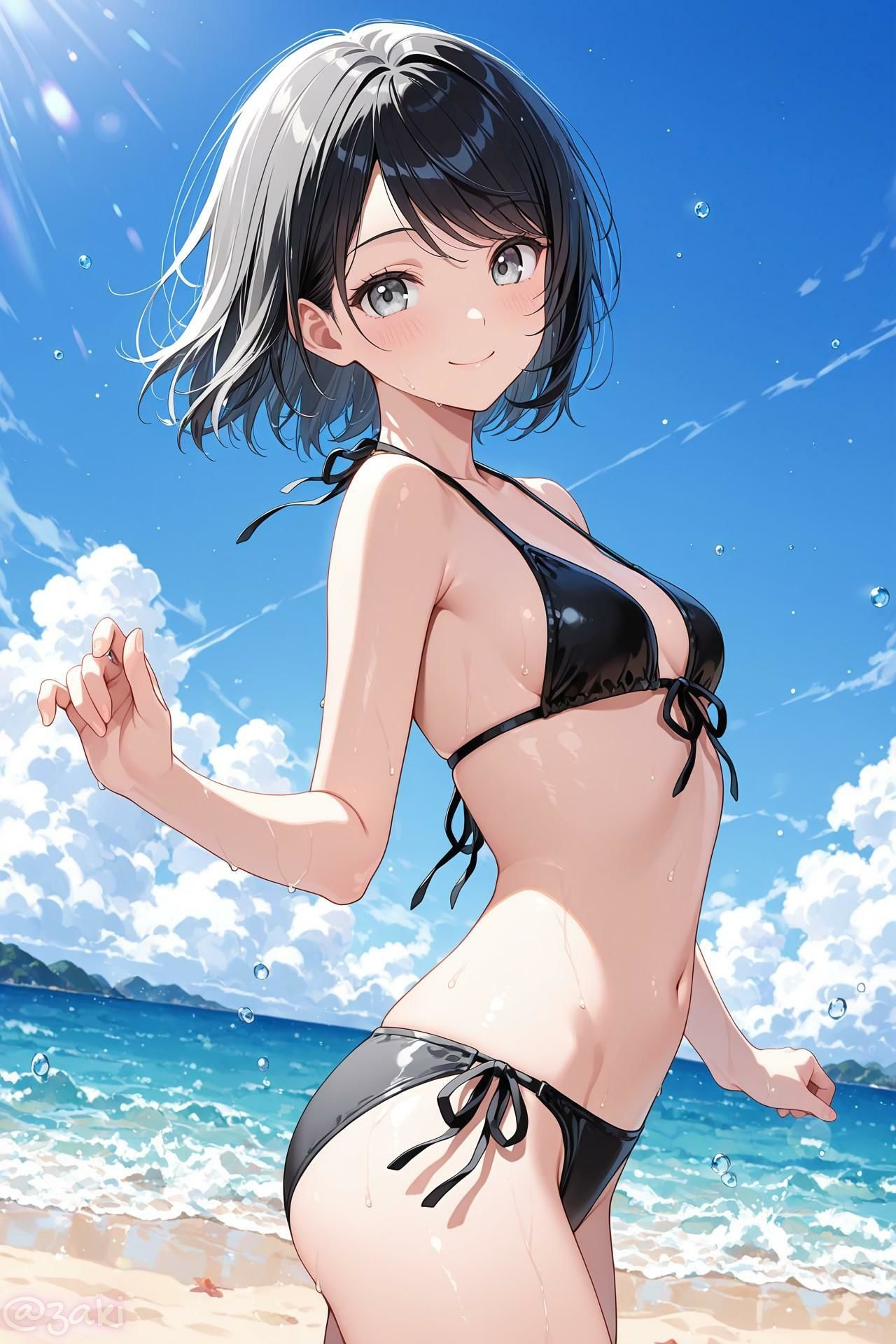 クラスメイトとビーチでイチャイチャ3 - サンプル画像 1