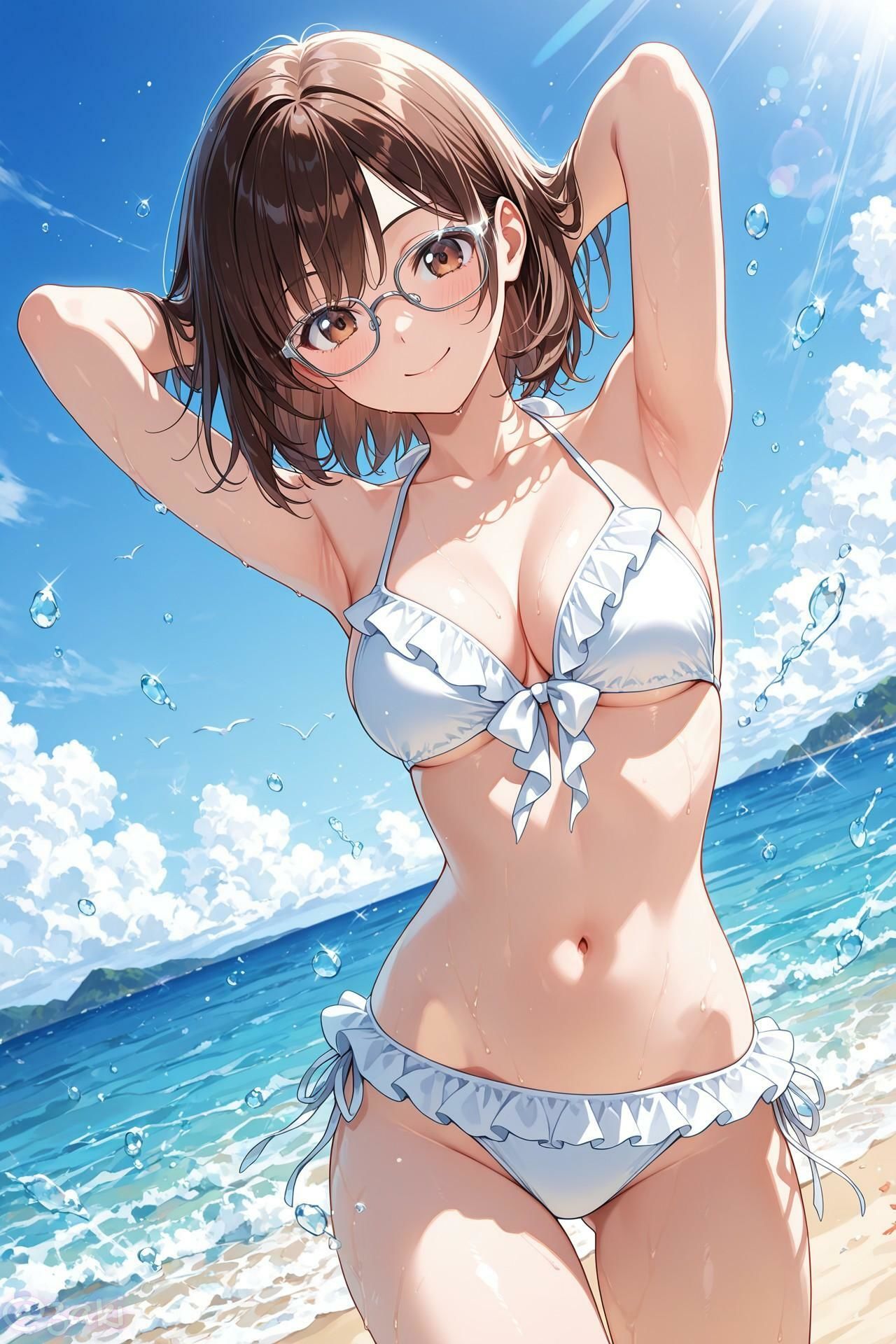 クラスメイトとビーチでイチャイチャ3 - サンプル画像 3