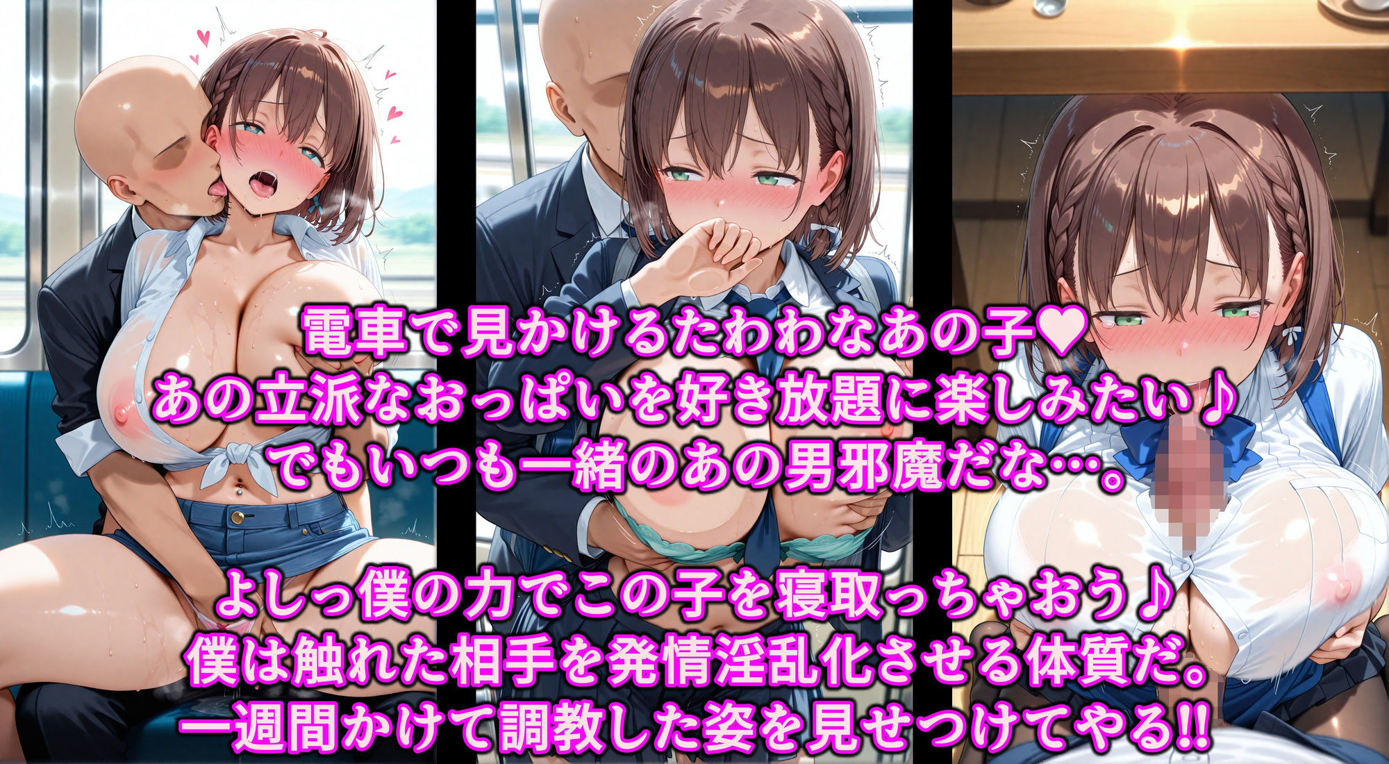 お兄さんから爆乳女子をNTR！！媚薬タッチでたわわJ系を快楽堕ち！！チンポ中毒のドスケベ痴女に淫乱調教 - サンプル画像 1