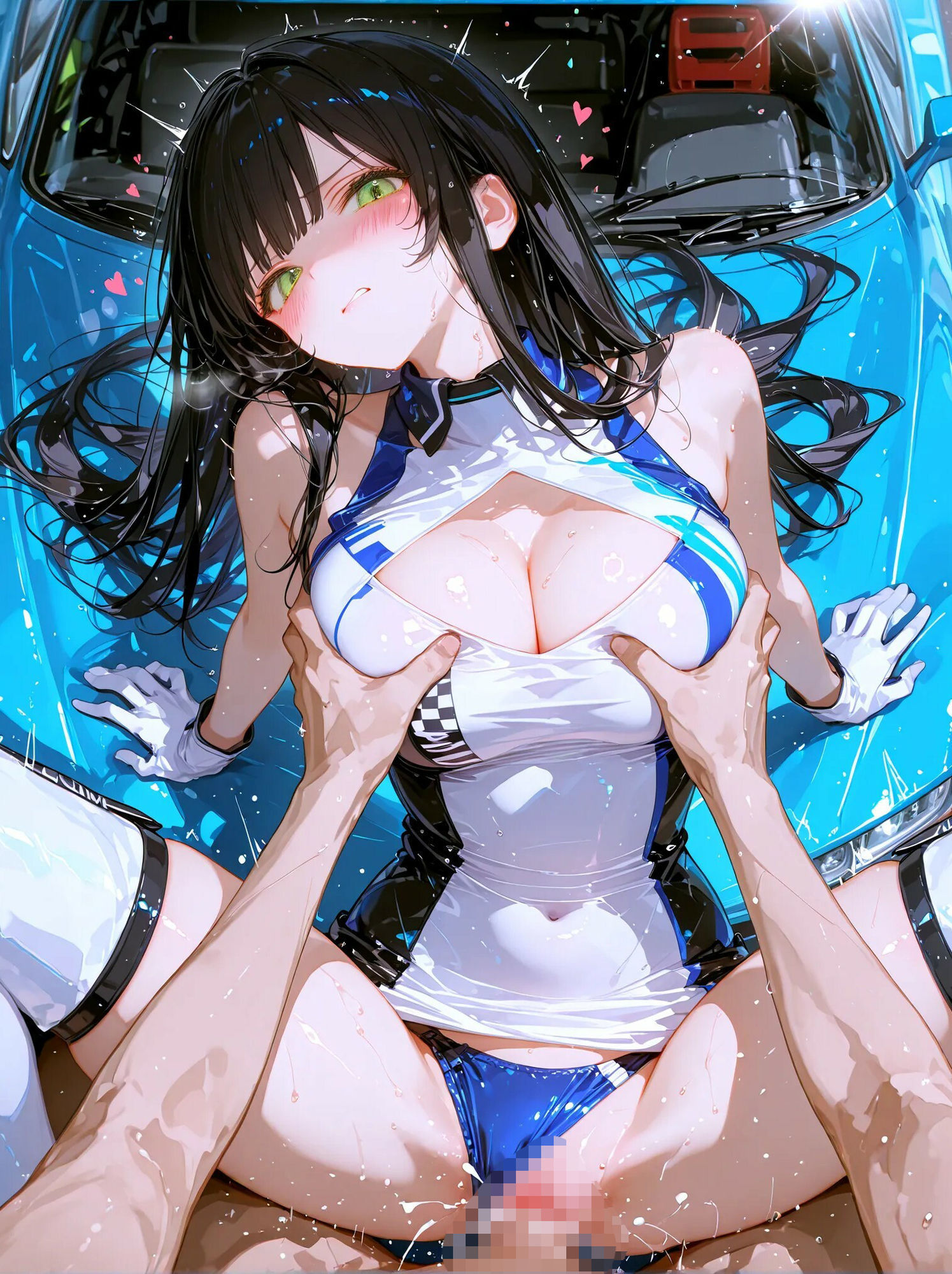 黒髪ロング レースクイーンとセックス - サンプル画像 2