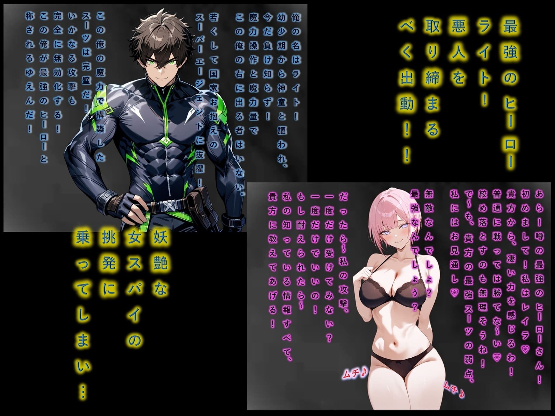 M格闘★悪の組織・女スパイの誘惑（はーと）最強ヒーロー！連続絞め落としで完全敗北！！ - サンプル画像 1