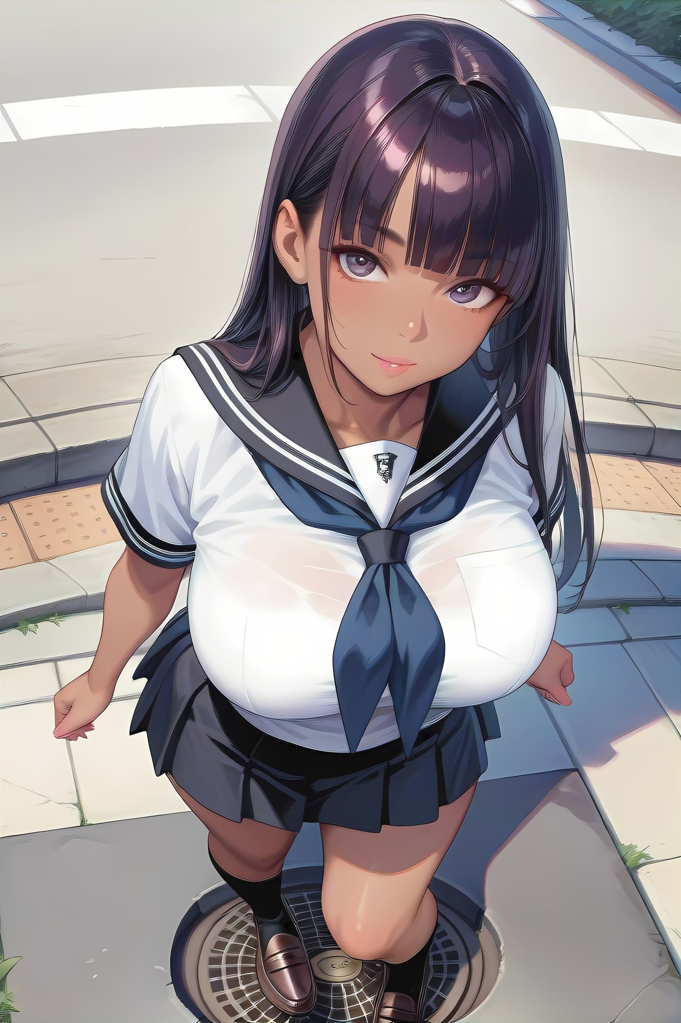 AIイラストフェティシズム『GAL’s STREET VIEW』AIイラストショートストーリー『マンホールの老人』 - サンプル画像 8