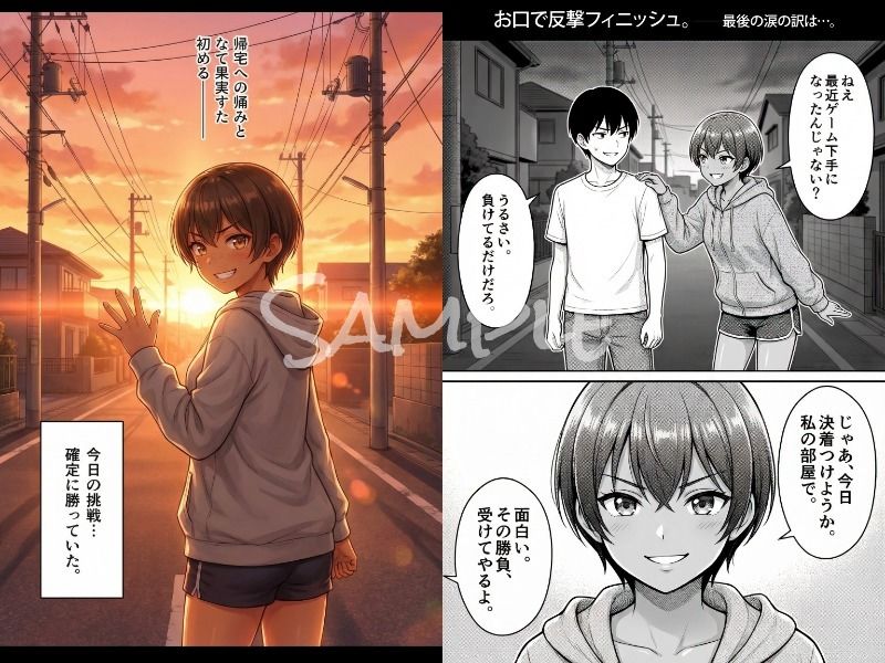 ゲームで敗北した短髪で日焼けのアイツが、罰ゲーム中に俺の異変に気づいて…お口で反撃フィニッシュ。──最後の涙の訳は…。 - サンプル画像 1