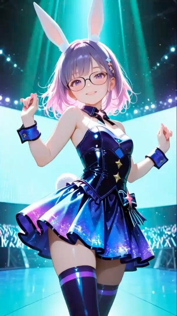 【アニメ】うさ耳アイドルダンス※モザイクなし【ダンスミュージック有り】 - サンプル画像 1