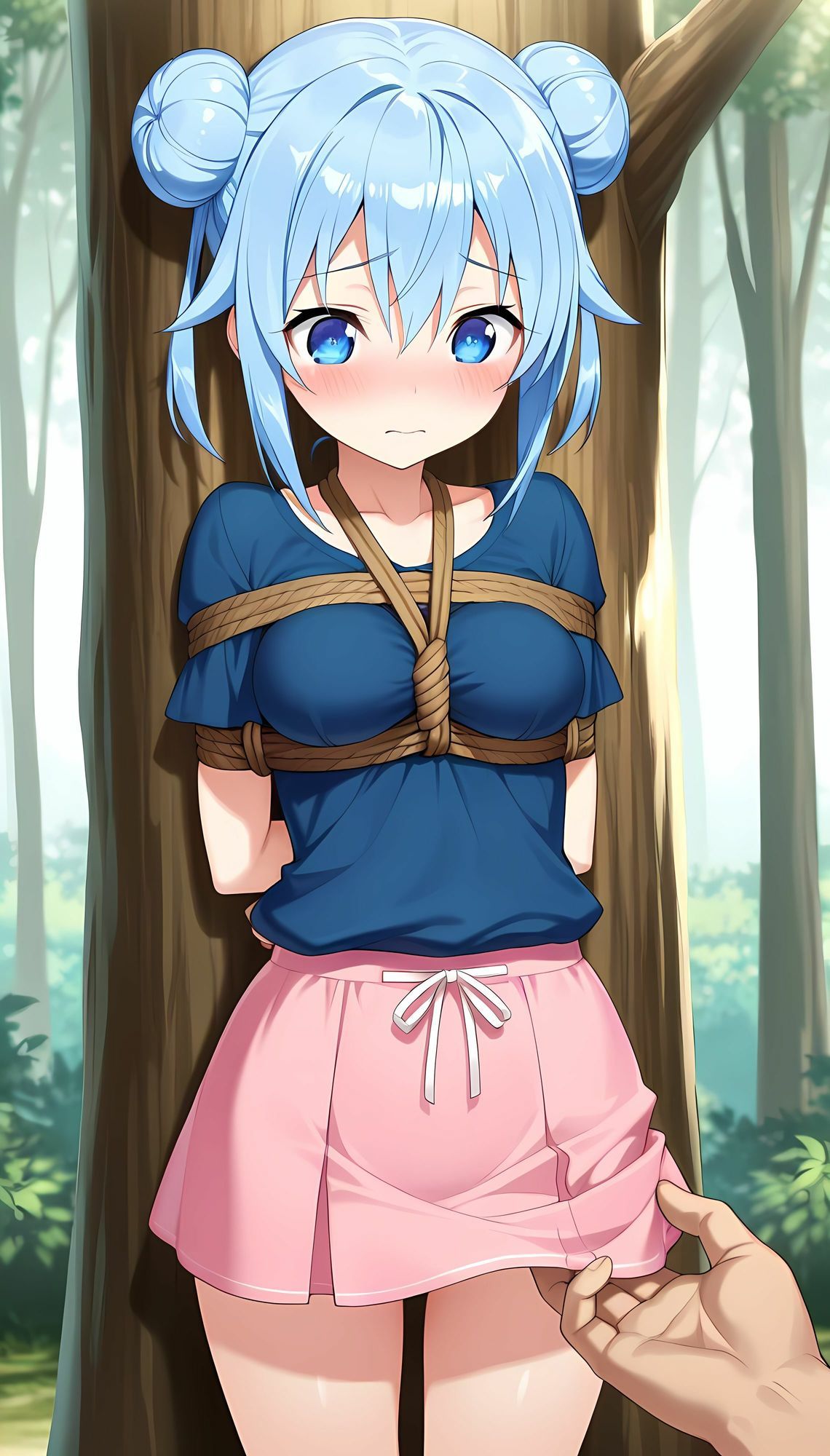 森の奥に連れ込まれ、拘束された女の子 - サンプル画像 2