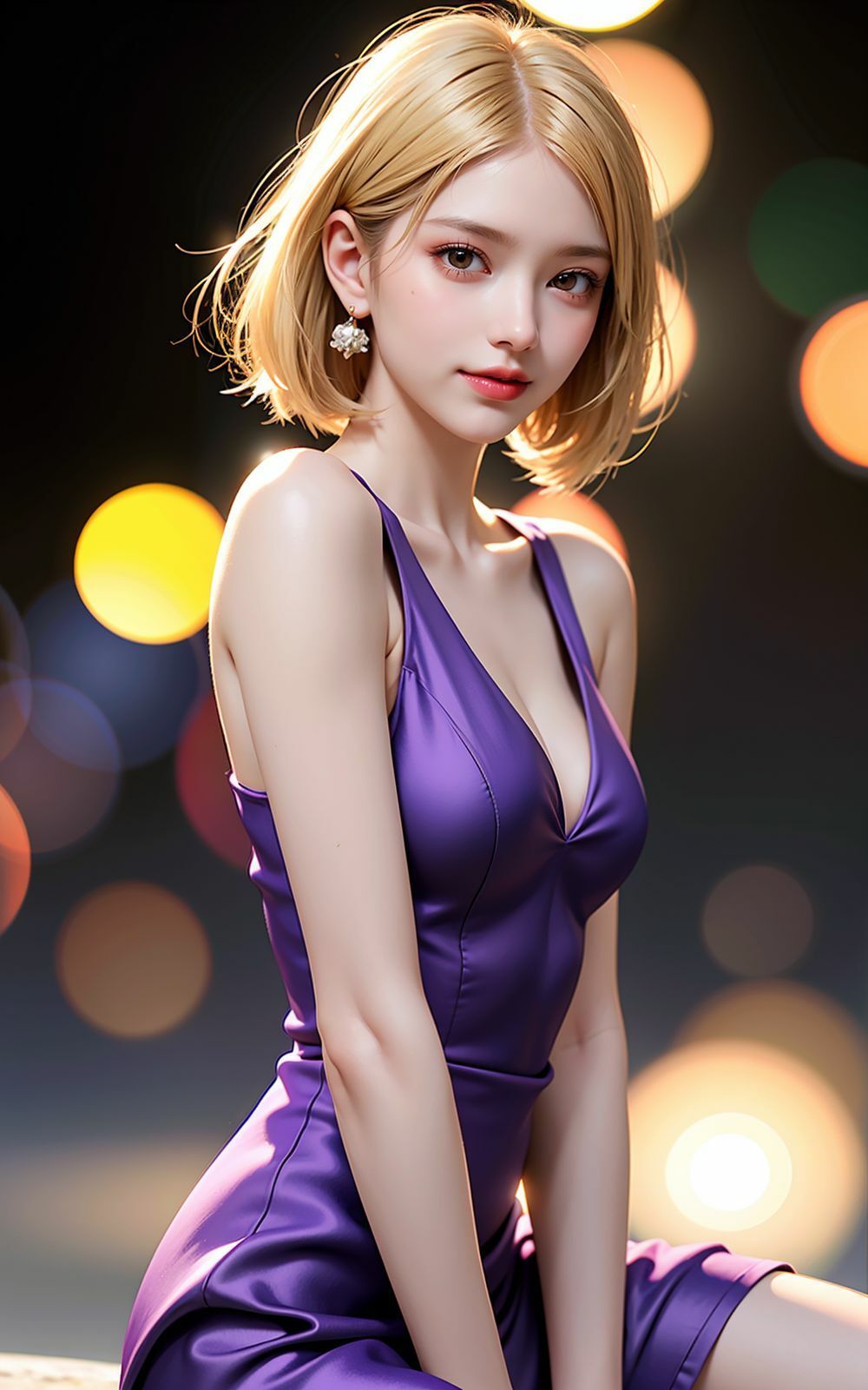 AIグラビア パープルドレス - サンプル画像 1