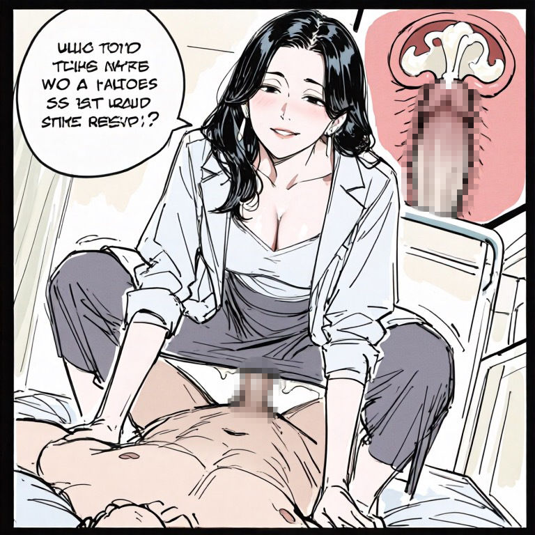 女医さんに騎乗位で抜いてもらう患者。断面図付き - サンプル画像 5
