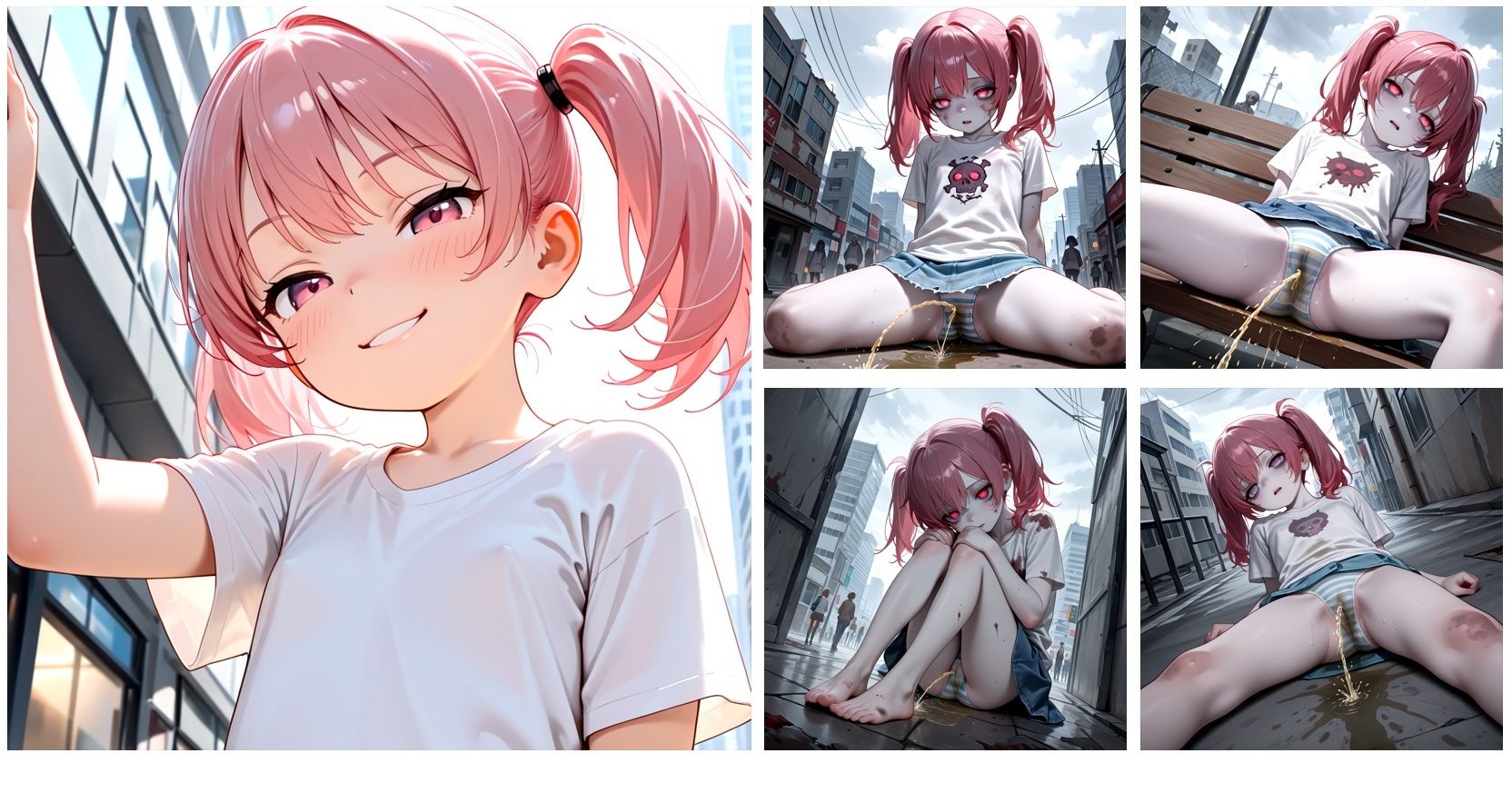 崩壊した街で所構わず放尿する無害なゾンビをひたすら眺めるCG集 - サンプル画像 3