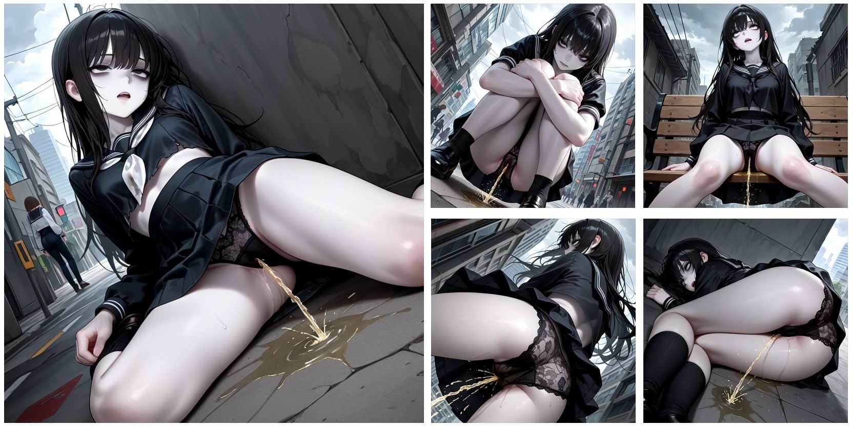 崩壊した街で所構わず放尿する無害なゾンビをひたすら眺めるCG集 - サンプル画像 6