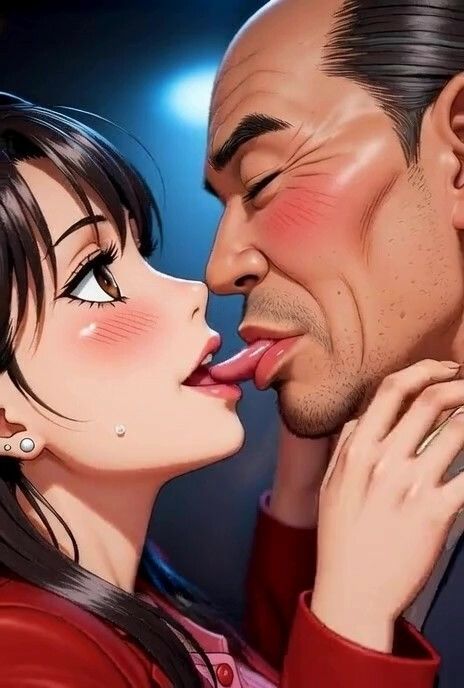 美女とおじさんのディープキス 1 - サンプル画像 1