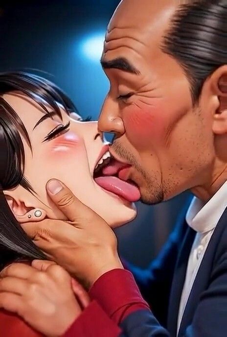 美女とおじさんのディープキス 1 - サンプル画像 2
