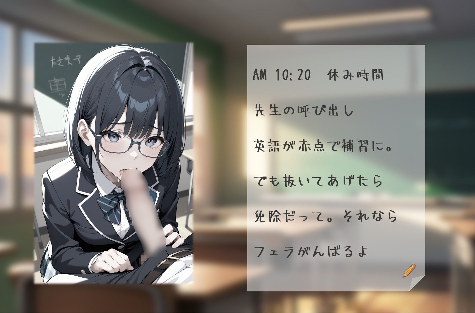 私立吹痴学園性活日記 -紺髪メガネちゃん フェラチオ編- - サンプル画像 4