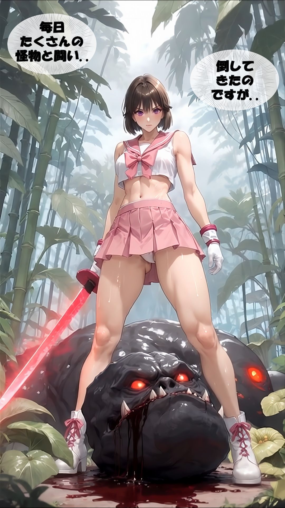 【スマホアニメ動画31分】人妻Sayaの変態日記/セーラー剣士/拷問出産生贄寄生編 - サンプル画像 2