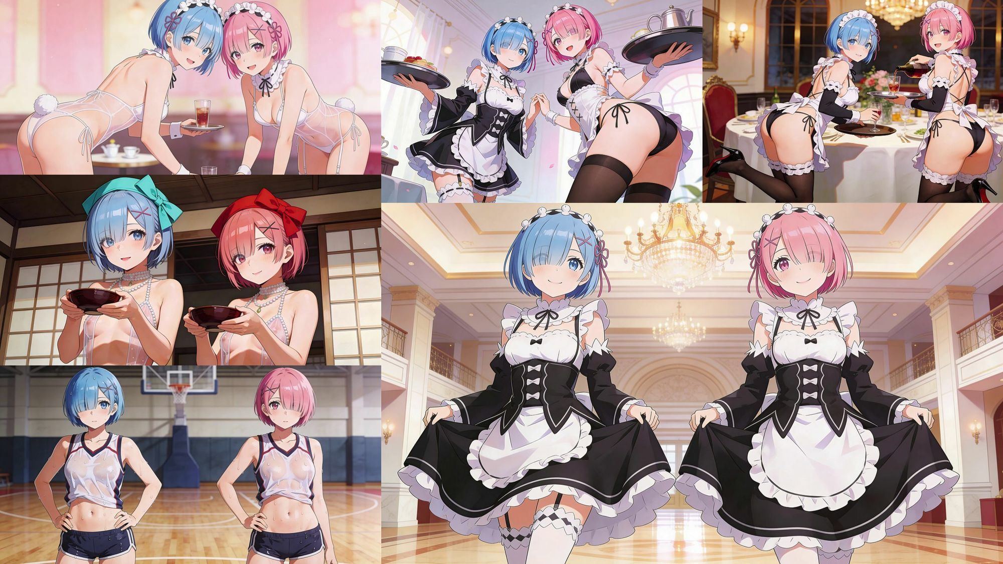 とりあえず自分のおかずの為に、作ったイラストまとめてみました。  レムラム編  レベル1 - サンプル画像 1