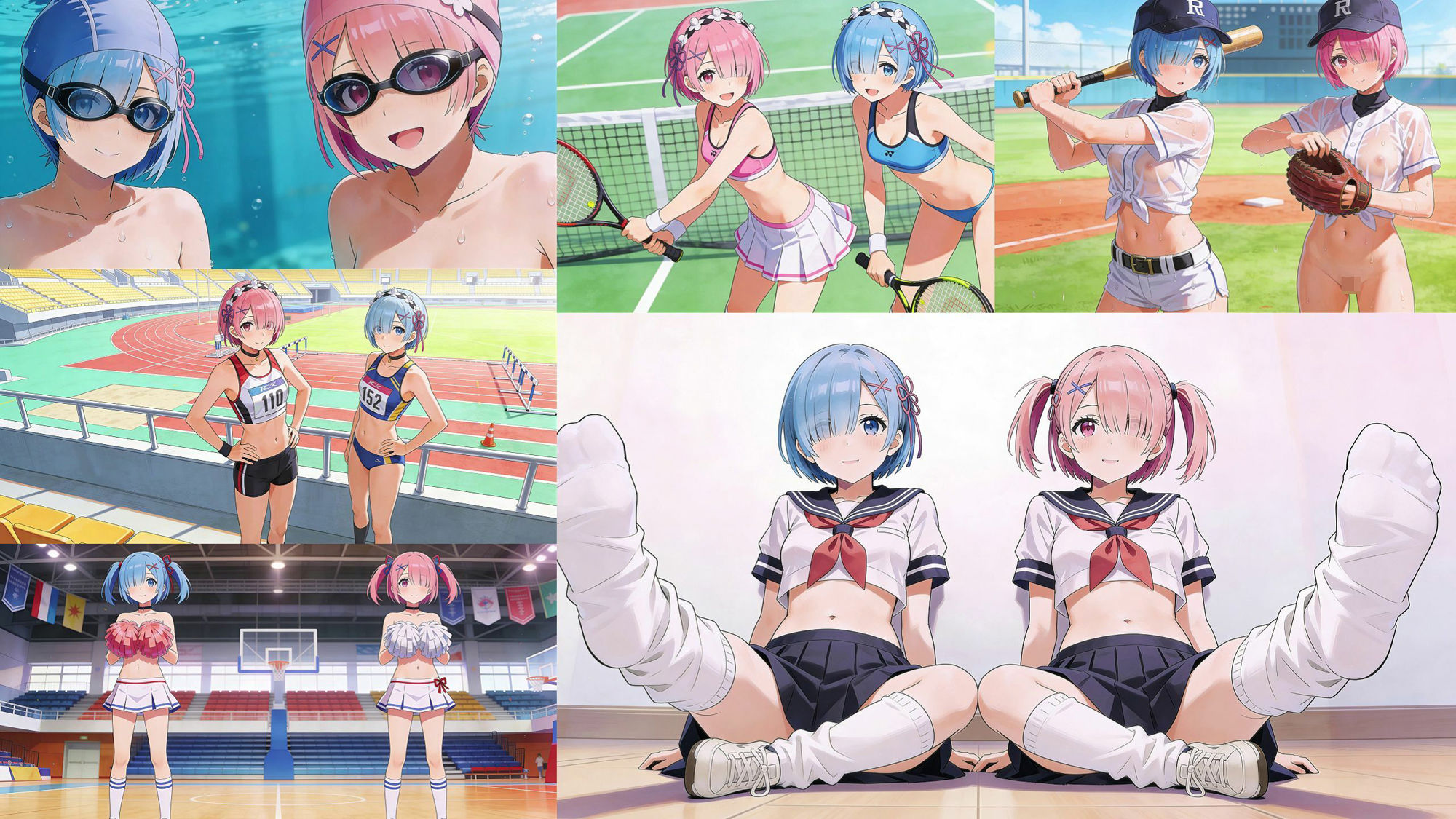 とりあえず自分のおかずの為に、作ったイラストまとめてみました。  レムラム編  レベル3 - サンプル画像 1