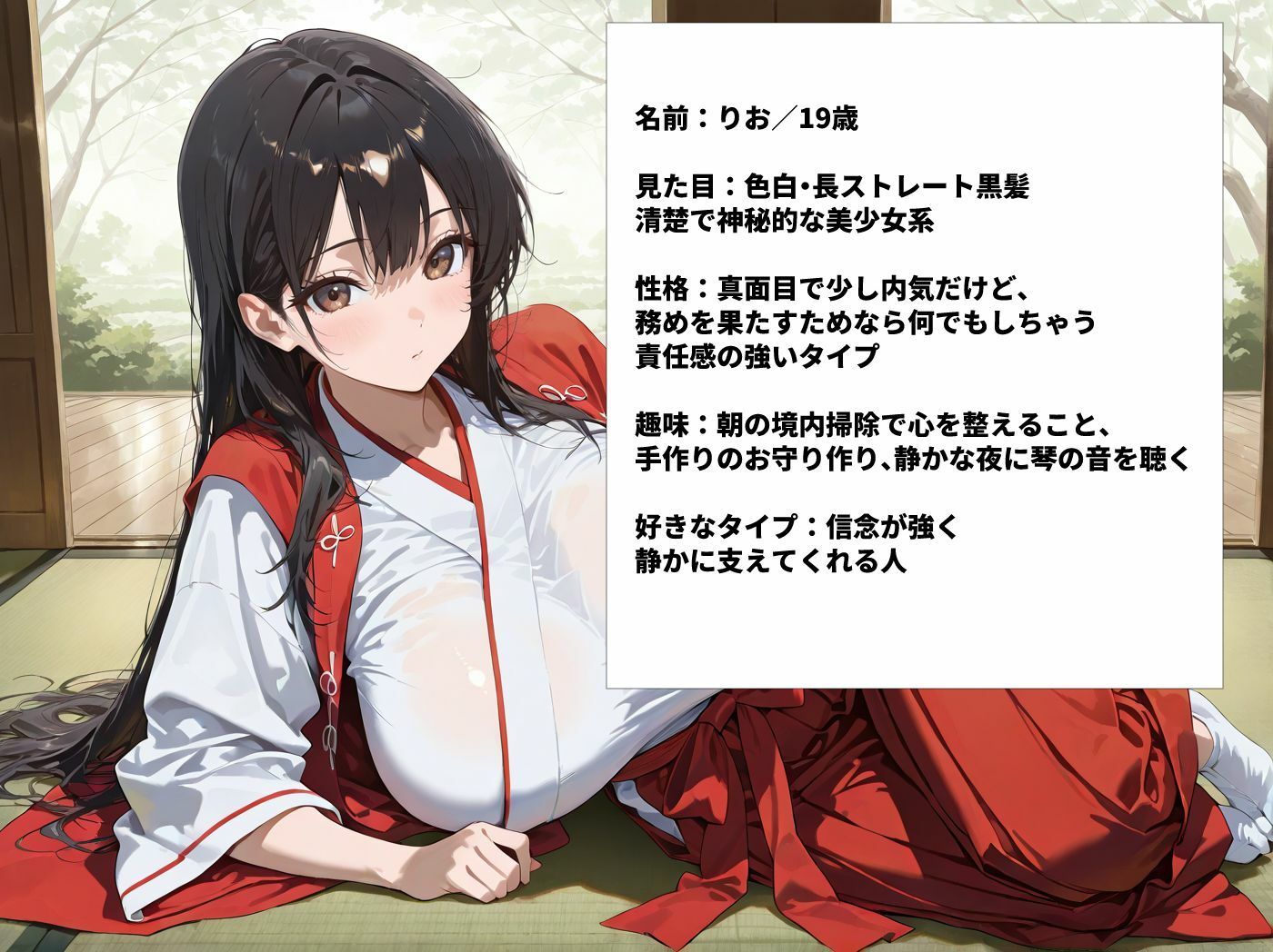 巫女バイト中の巨乳女子大生を神主が呼び出しハメまくった一部映像 - サンプル画像 1