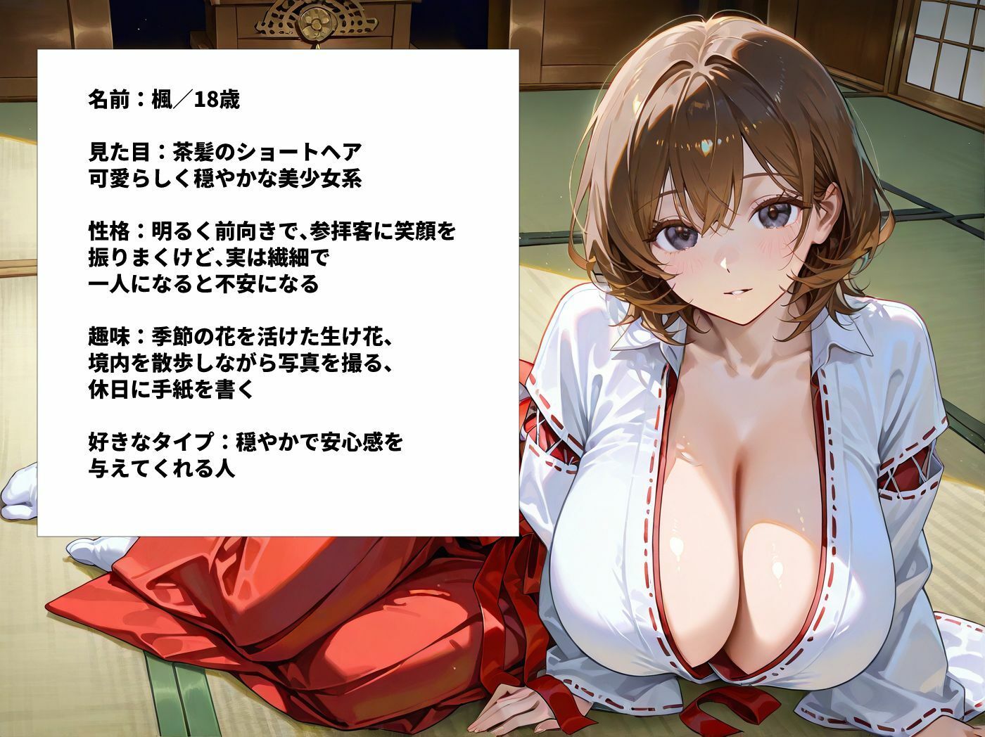 巫女バイト中の巨乳女子大生を神主が呼び出しハメまくった一部映像 - サンプル画像 4