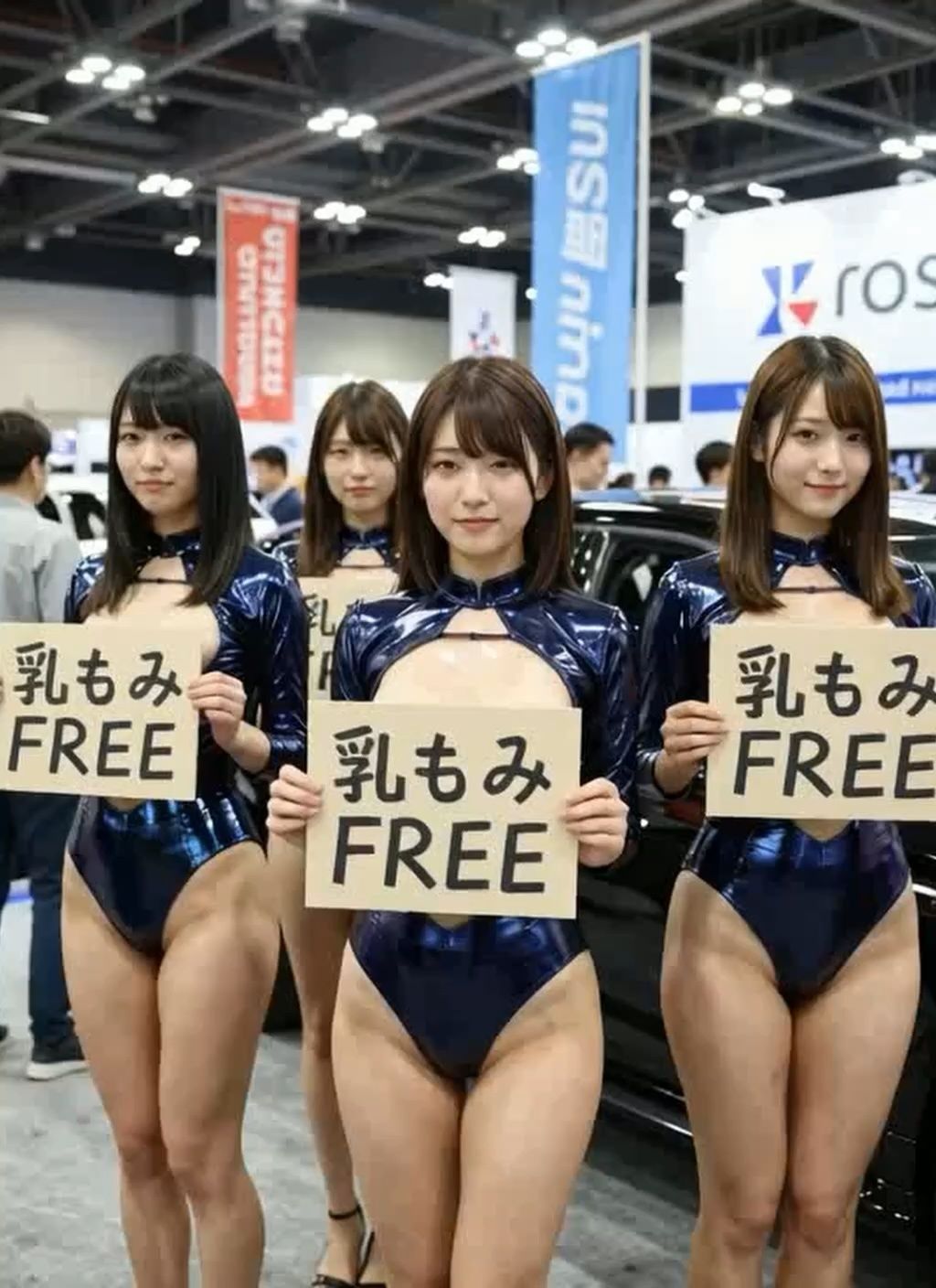 【動画】乳もみFREEモーターショー！ハイレグ美巨乳キャンギャル150人超を指名して揉み放題 - サンプル画像 1