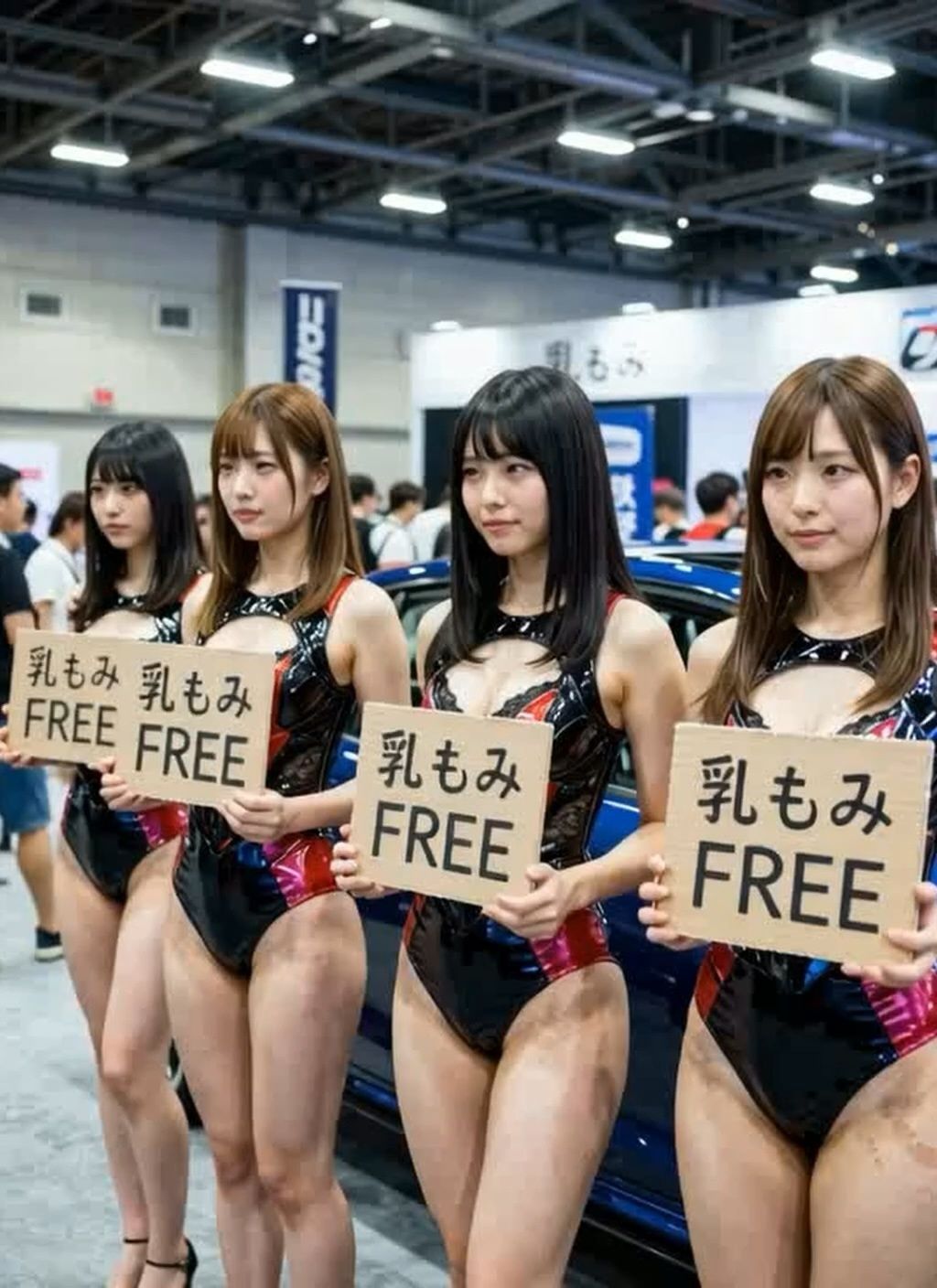 【動画】乳もみFREEモーターショー！ハイレグ美巨乳キャンギャル150人超を指名して揉み放題 - サンプル画像 3